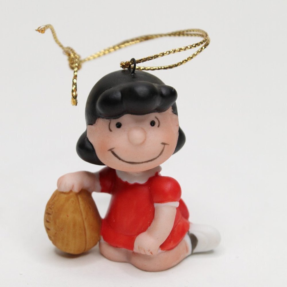 Lucy with Football Ornament
